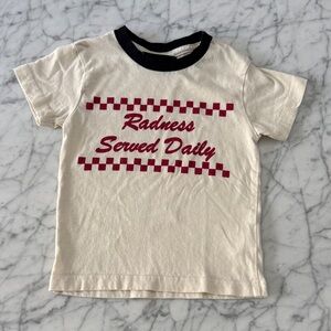 Tiny Whales Sz 2T Pizza Radness Served Daily Graphic Tee Checkered Print